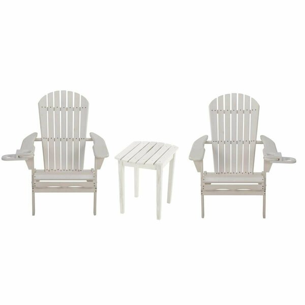 Bold Fontier 35 x 32 x 28 in. 2 Foldable Chair with Cup Holder & 1 End Table, White BO3282570
